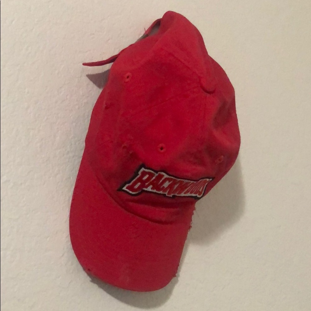 red backwoods hat